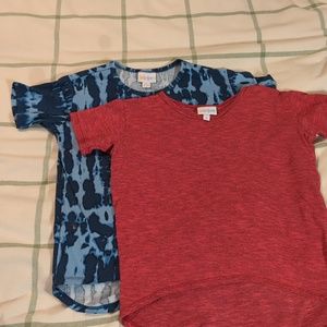 2 Girls tees. Lularoe Girls Size 6 Hi-Low style, blue & pink.